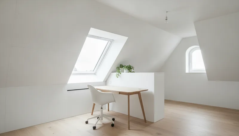 Comble aménagé en bureau avec rampants isolés et plafond fini à Chemillé-en-Anjou