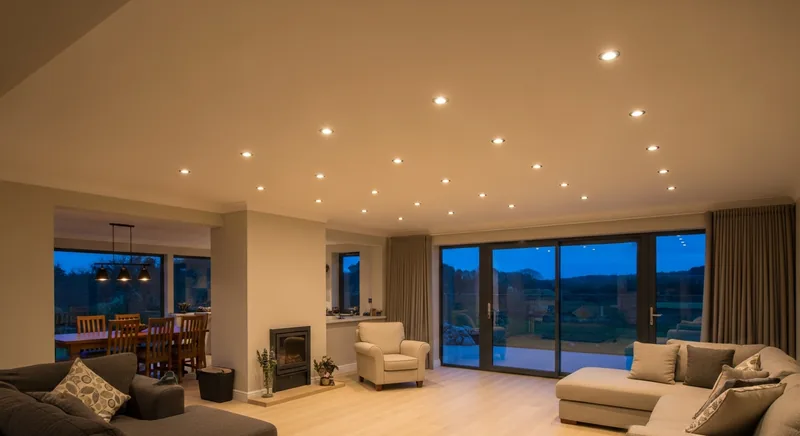 Faux plafond avec spots dans un séjour à Angers
